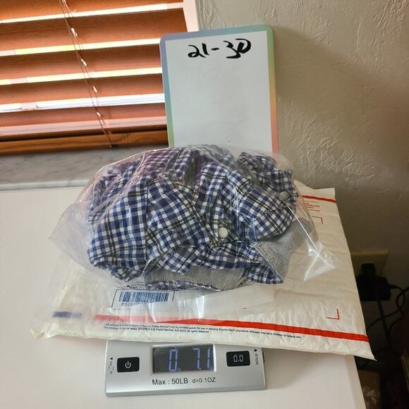 SuperbadShirt Men  Blue White Check Long Sleeve Snap Rodeo Westercore Shirt XXL - Picture 10 of 11